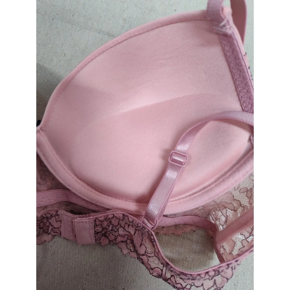 Pink Floral Lace Padded Underwire Push‎ Up Bra 34C BP5591